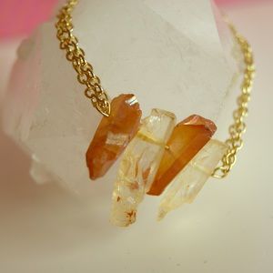 Topaz Colored Quartz Crystal Bracelet